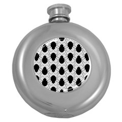 Pattern Beetle Insect Black Grey Round Hip Flask (5 Oz) by Pakrebo