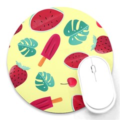 Watermelon Leaves Strawberry Round Mousepads by Pakrebo