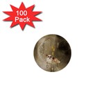 Cute Little Chihuahua With Hearts On The Moon 1  Mini Buttons (100 pack)  Front