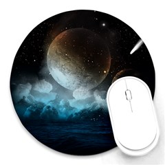 Ocean Plants Black Round Mousepads