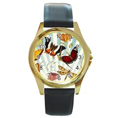 My Butterfly Collection Round Gold Metal Watch by WensdaiAmbrose