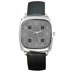 Construction Background Geometric Square Metal Watch