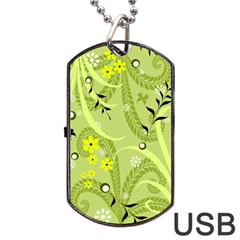 Seamless Pattern Green Garden Dog Tag Usb Flash (two Sides) by Pakrebo