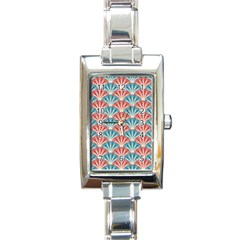 Seamless Patter Peacock Feathers Rectangle Italian Charm Watch