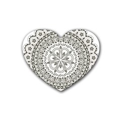 Vector Mandala Drawing Decoration Heart Coaster (4 Pack) 