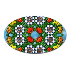Mandala Background Colorful Pattern Oval Magnet by Pakrebo