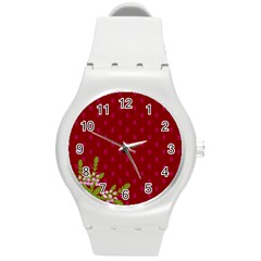 Vivid Burgundy & Heather Round Plastic Sport Watch (m) by WensdaiAmbrose