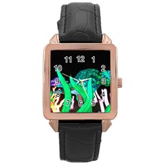 Dragon Lights Turtle Rose Gold Leather Watch 