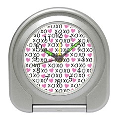 Xo Valentines Day Pattern Travel Alarm Clock by Valentinaart