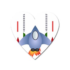 Spaceship Rocket Space Game Cosmos Heart Magnet by Wegoenart