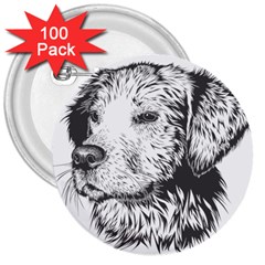 Dog Animal Domestic Animal Doggie 3  Buttons (100 Pack) 