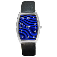 Black And Blue Linear Abstract Print Barrel Style Metal Watch by dflcprintsclothing