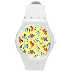 Dinosaurs - Yellow Finch Round Plastic Sport Watch (m) by WensdaiAmbrose