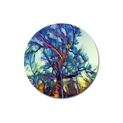 Tree Colorful Nature Landscape Magnet 3  (round) by Pakrebo