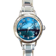 Bridge Trees Walking Nature Road Round Italian Charm Watch