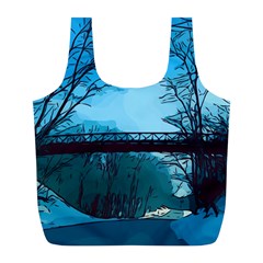 Bridge Trees Walking Nature Road Full Print Recycle Bag (l)