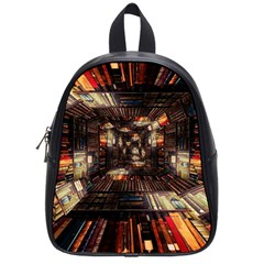 Library Tunnel Books Stacks School Bag (small) by Pakrebo