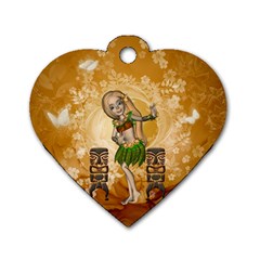 Cute Littel Island Girl Dog Tag Heart (one Side) by FantasyWorld7