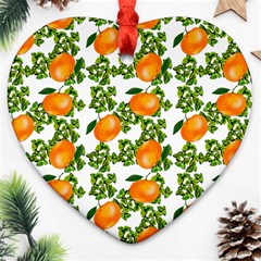 Citrus Tropical Orange White Ornament (heart) by snowwhitegirl