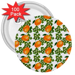 Citrus Tropical Orange White 3  Buttons (100 Pack) 