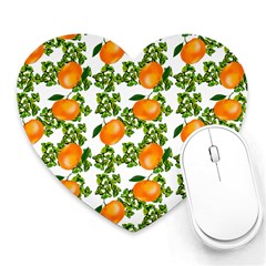 Citrus Tropical Orange White Heart Mousepads