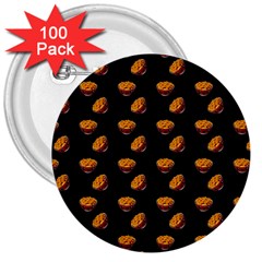 Kawaii Chips Black 3  Buttons (100 Pack) 