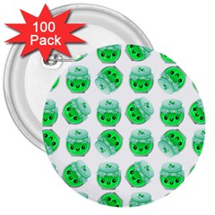 Kawaii Lime Jam Jar Pattern 3  Buttons (100 Pack) 