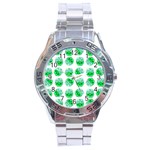 Kawaii Lime Jam Jar Pattern Stainless Steel Analogue Watch Front