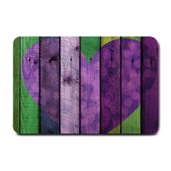 Wood Wall Heart Purple Green Small Doormat  by snowwhitegirl