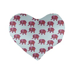 Pink Flower Elephant Standard 16  Premium Flano Heart Shape Cushions by snowwhitegirl