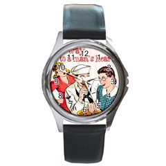 Retro Sailor Eating Cookie Round Metal Watch by snowwhitegirl