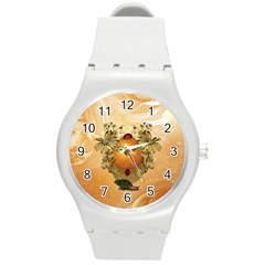 Wonderful Easter Egg With Flowers And Snail Round Plastic Sport Watch (m) by FantasyWorld7