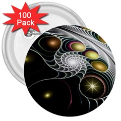 Fractal Bulbs Fantasy Curve 3  Buttons (100 Pack) 