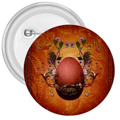 Wonderful Steampunk Easter Egg With Flowers 3  Buttons by FantasyWorld7