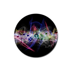 Brush Particles Music Clef Wave Magnet 3  (round) by Pakrebo