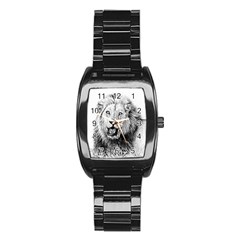 Lion Wildlife Art And Illustration Pencil Stainless Steel Barrel Watch by Sudhe