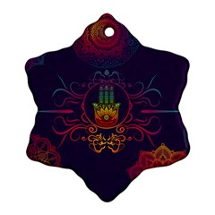 Boho Hamsa Mandala Snowflake Ornament (two Sides) by lucia