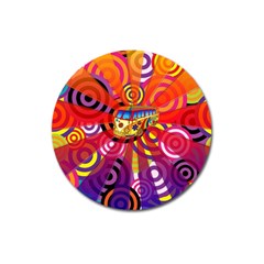 Boho Hippie Bus Magnet 3  (round) by lucia