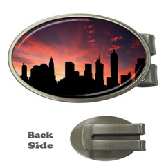 Skyline Panoramic City Architecture Money Clips (oval)  by Sudhe