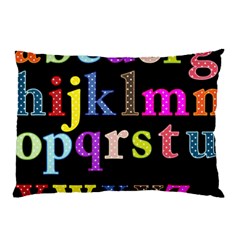 Alphabet Letters Colorful Polka Dots Letters In Lower Case Pillow Case by Sudhe