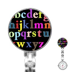 Alphabet Letters Colorful Polka Dots Letters In Lower Case Stainless Steel Nurses Watch by Sudhe