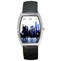 Abstract Of Downtown Chicago Effects Barrel Style Metal Watch by Sudhe