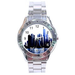 Abstract Of Downtown Chicago Effects Stainless Steel Analogue Watch by Sudhe