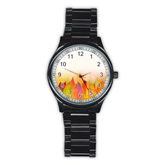 Autumn Leaves Colorful Fall Foliage Stainless Steel Round Watch by Sudhe