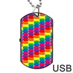 Rainbow 3d Cubes Red Orange Dog Tag Usb Flash (two Sides) by Sudhe