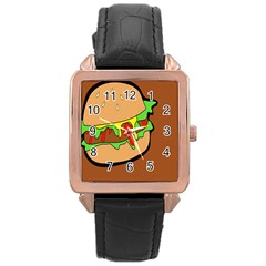 Burger Double Rose Gold Leather Watch 