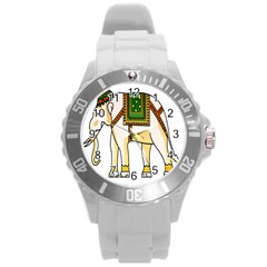 Elephant Indian Animal Design Round Plastic Sport Watch (l) by Sudhe