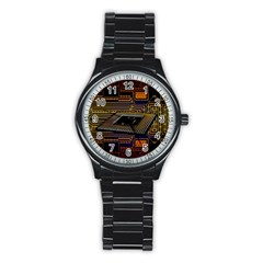 Processor Cpu Board Circuits Stainless Steel Round Watch by Sudhe