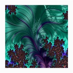 Fractal Turquoise Feather Swirl Medium Glasses Cloth (2-side) by Sudhe