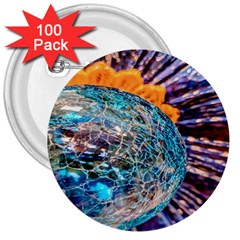 Multi Colored Glass Sphere Glass 3  Buttons (100 Pack) 